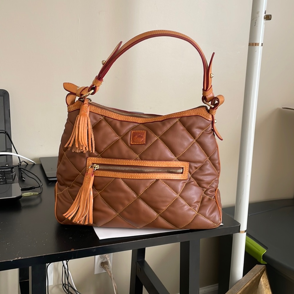 Dooney and Bourke Quilted Hobo Bag in Brown/Cognac (J2426800)